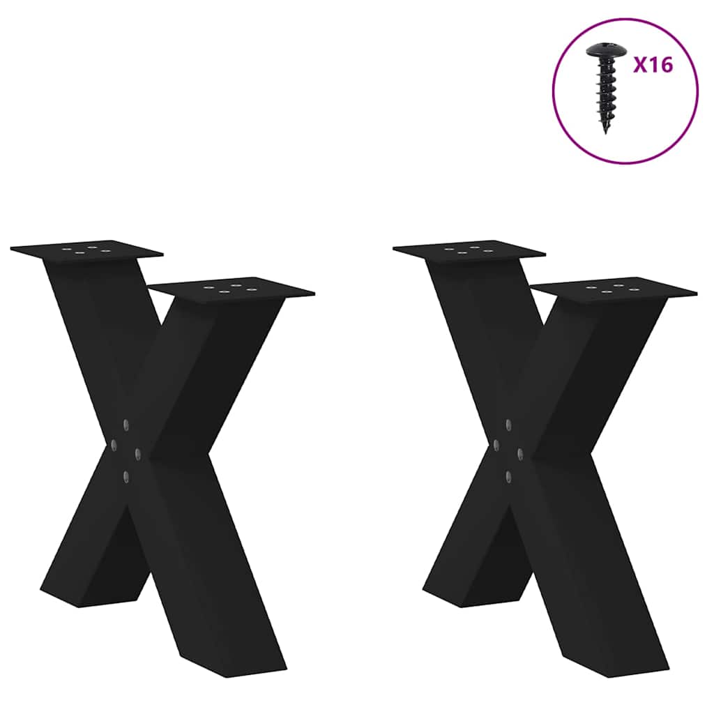 Salontafelpoten 2 st X-vormig 50x(42-43) cm staal zwart is nu te koop bij PeponiXL, paradijselijk wonen!
