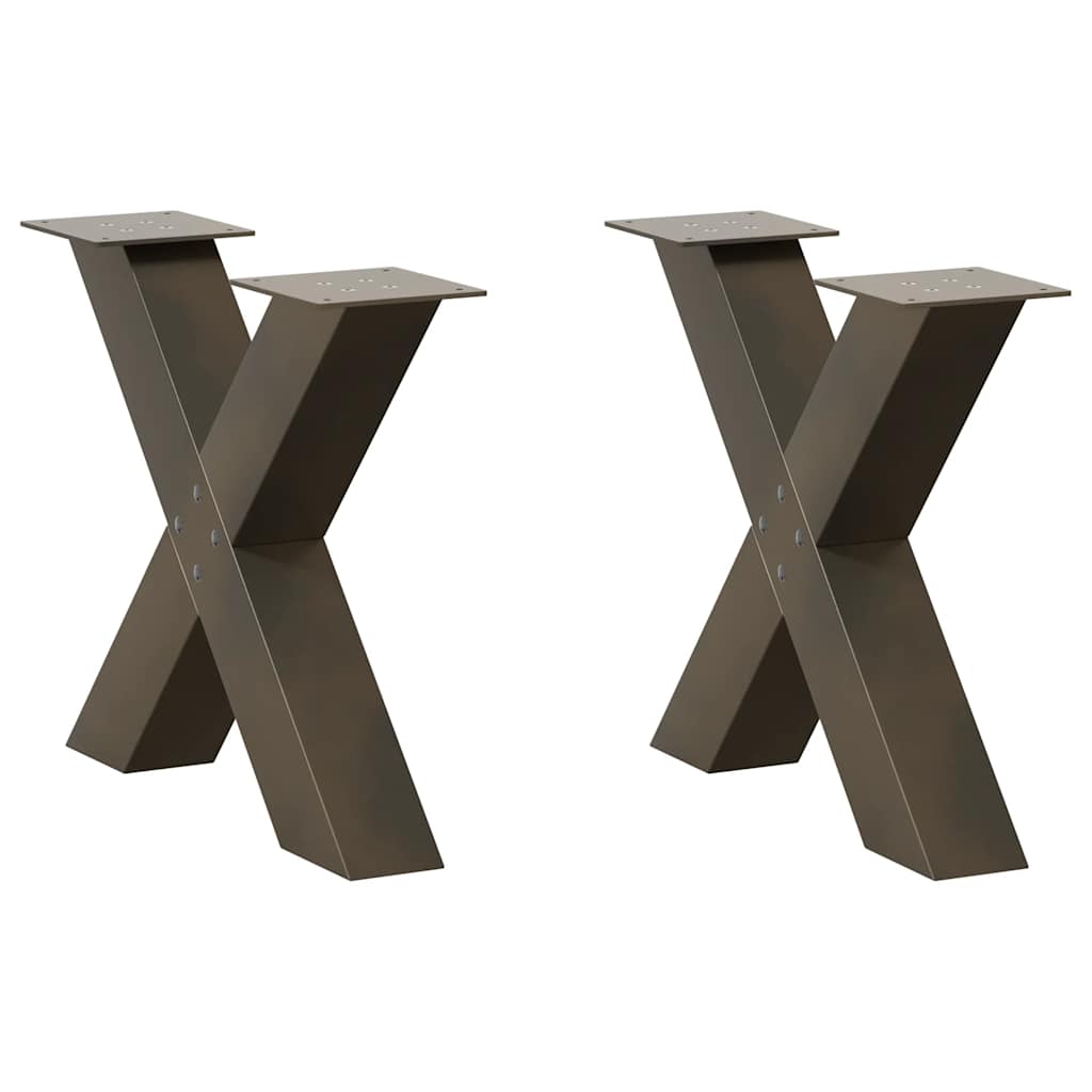 Salontafelpoten 2 st X-vormig 50x(42-43) cm staal naturel is nu te koop bij PeponiXL, paradijselijk wonen!
