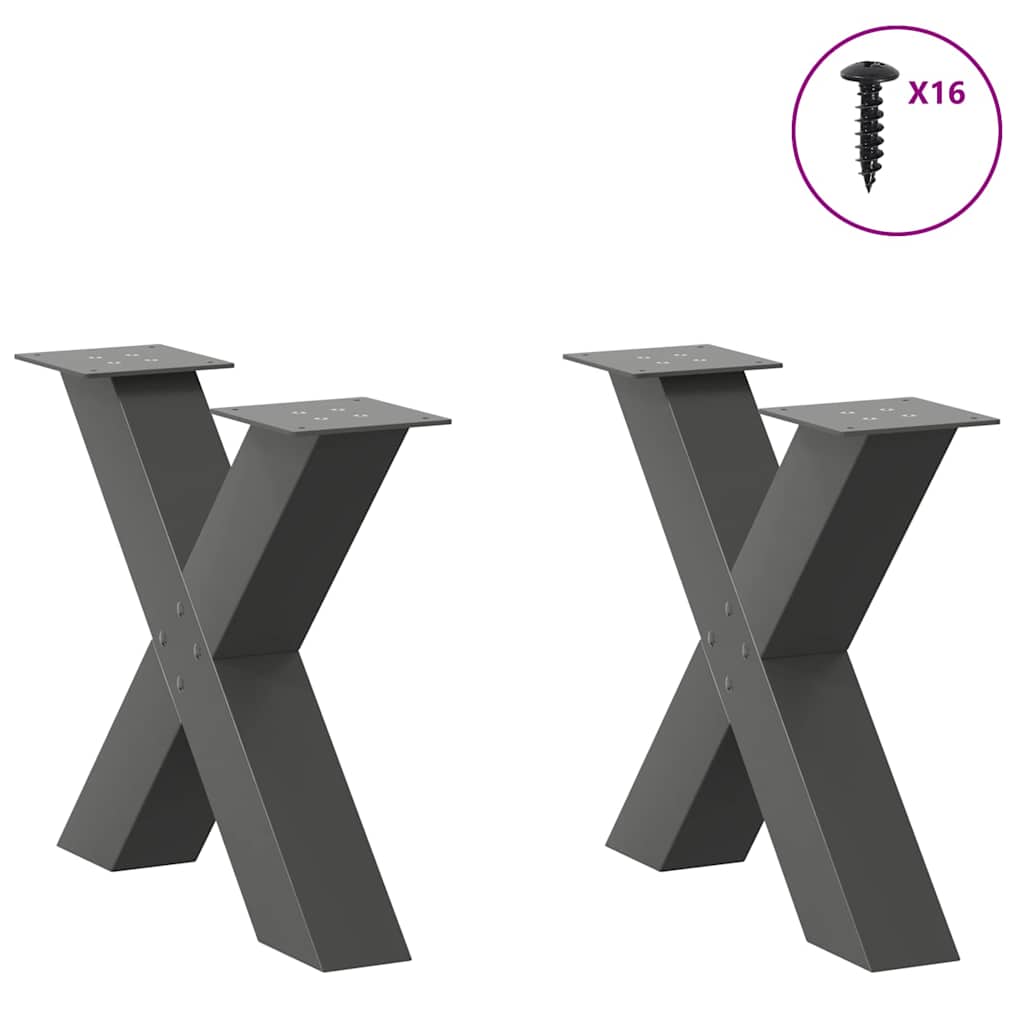 Salontafelpoten 2 st X-vormig 60x(42-43) cm staal antraciet is nu te koop bij PeponiXL, paradijselijk wonen!
