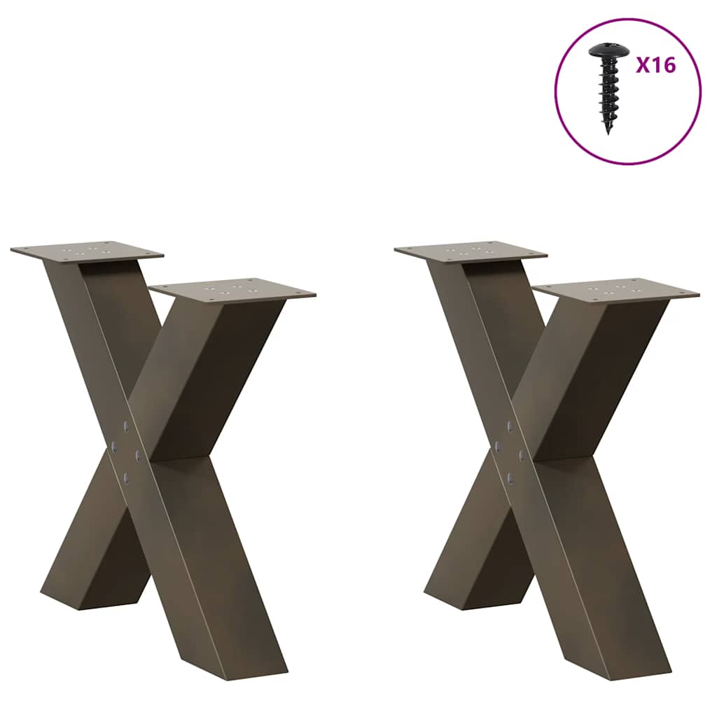 Salontafelpoten 2 st X-vormig 60x(42-43) cm staal naturel is nu te koop bij PeponiXL, paradijselijk wonen!