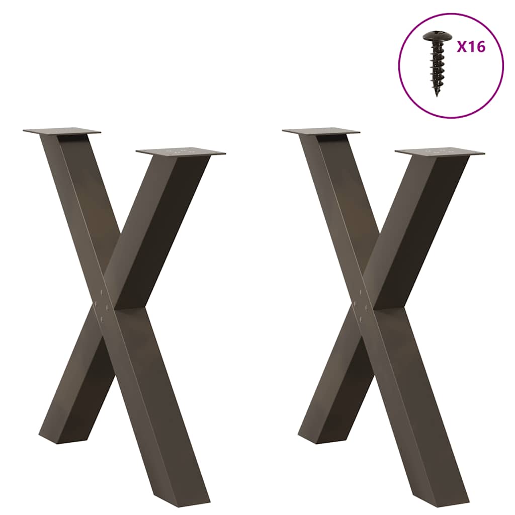 Eettafelpoten 2 st X-vormig 70x(72-73) cm staal naturel is nu te koop bij PeponiXL, paradijselijk wonen!