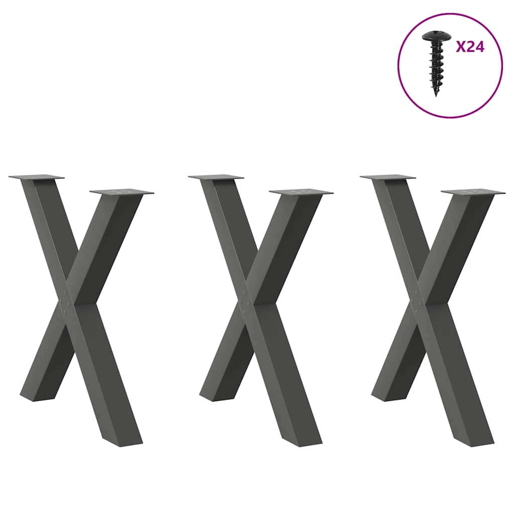 Eettafelpoten 3 st X-vormig 70x(72-73) cm staal antraciet is nu te koop bij PeponiXL, paradijselijk wonen!