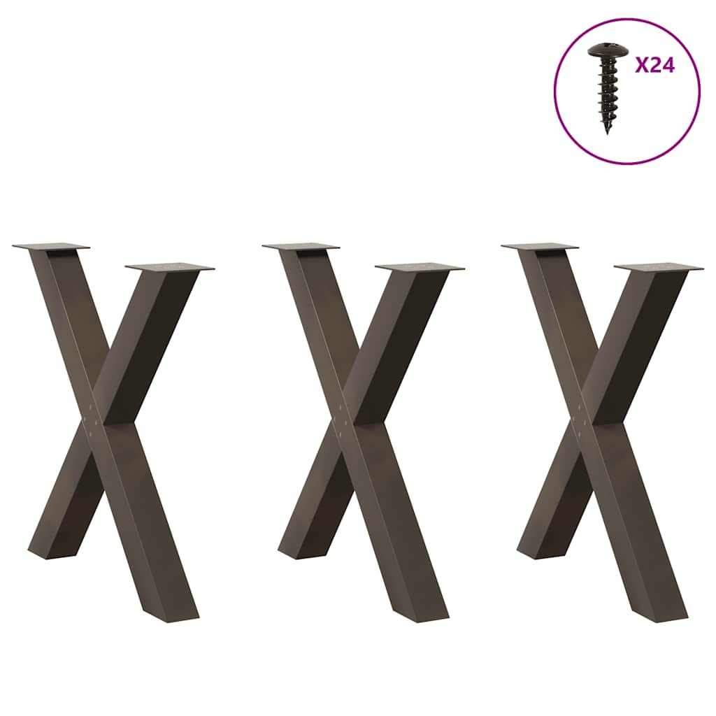 Eettafelpoten 3 st X-vormig 70x(72-73) cm staal naturel is nu te koop bij PeponiXL, paradijselijk wonen!