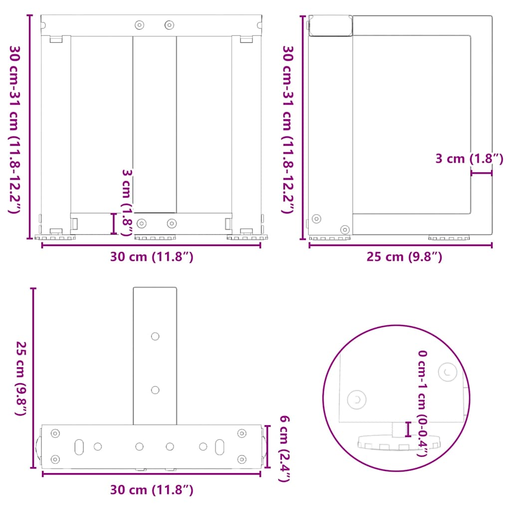 Salontafelpoten 2 st T-vormig 30x25x(30-31) cm staal antraciet is nu te koop bij PeponiXL, paradijselijk wonen!