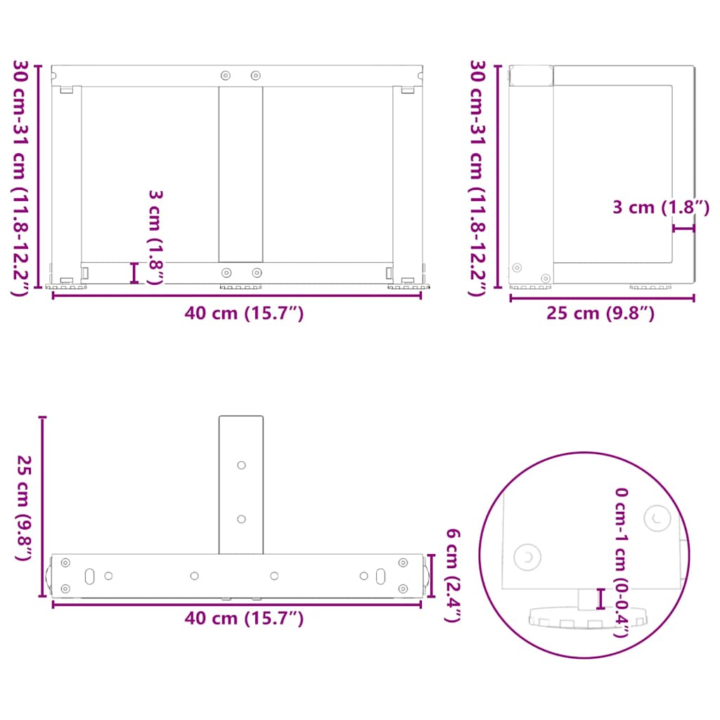 Salontafelpoten 2 st T-vormig 40x25x(30-31) cm staal zwart is nu te koop bij PeponiXL, paradijselijk wonen!