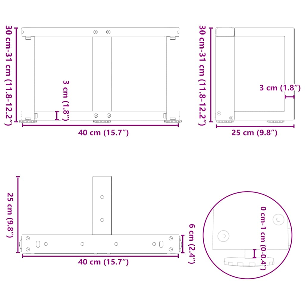 Salontafelpoten 2 st T-vormig 40x25x(30-31) cm staal wit is nu te koop bij PeponiXL, paradijselijk wonen!