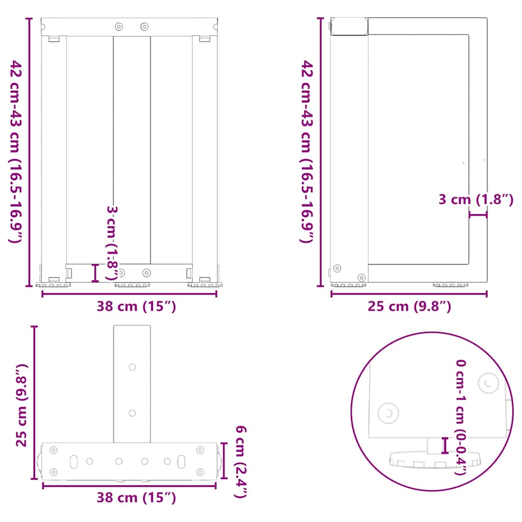Salontafelpoten 2 st T-vormig 38x25x(42-43) cm staal wit is nu te koop bij PeponiXL, paradijselijk wonen!