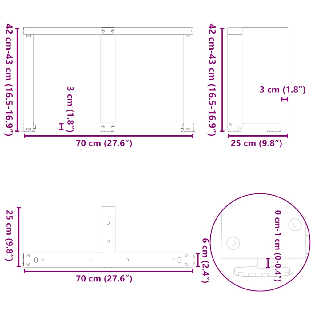 Salontafelpoten 2 st T-vormig 70x25x(42-43) cm staal wit is nu te koop bij PeponiXL, paradijselijk wonen!
