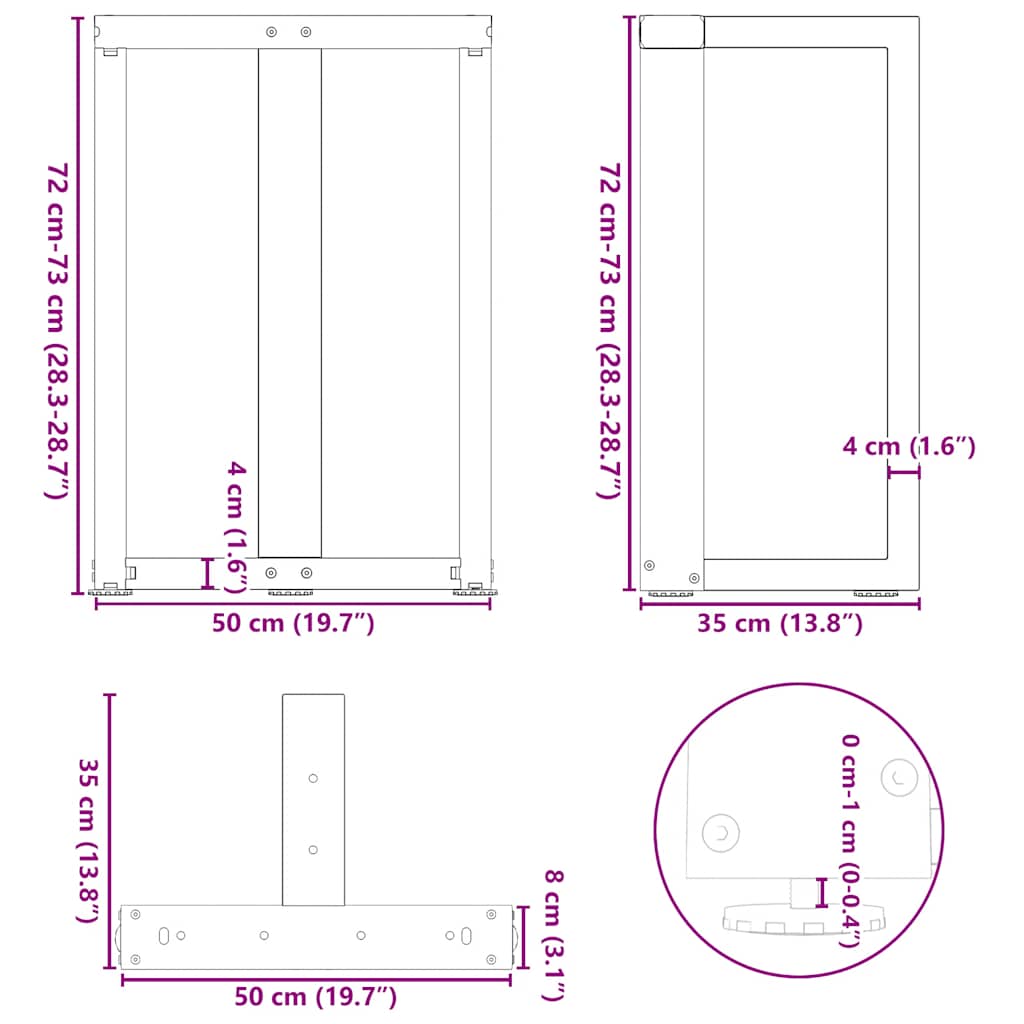 Eettafelpoten 2 st T-vormig 50x35x(72-73) cm staal antraciet is nu te koop bij PeponiXL, paradijselijk wonen!