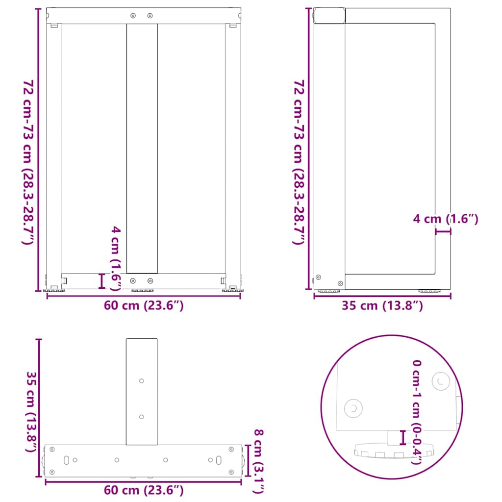 Eettafelpoten 2 st T-vormig 60x35x(72-73) cm staal zwart is nu te koop bij PeponiXL, paradijselijk wonen!