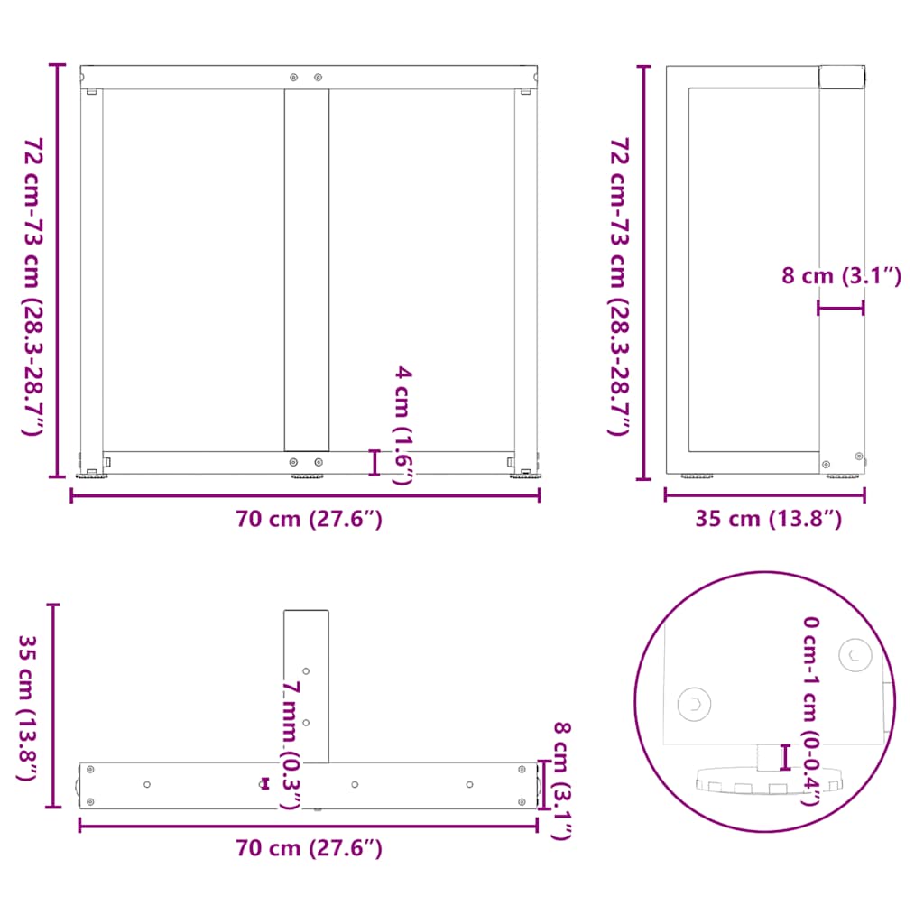Eettafelpoten 2 st T-vormig 70x35x(72-73) cm staal zwart is nu te koop bij PeponiXL, paradijselijk wonen!