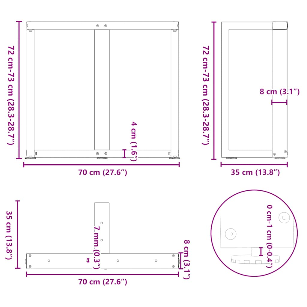 Eettafelpoten 2 st T-vormig 70x35x(72-73) cm staal antraciet is nu te koop bij PeponiXL, paradijselijk wonen!