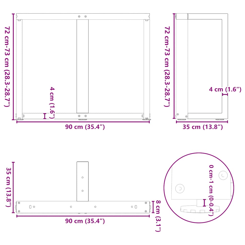 Eettafelpoten 2 st T-vormig 90x35x(72-73) cm staal wit is nu te koop bij PeponiXL, paradijselijk wonen!