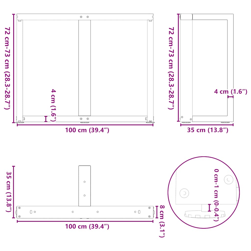 Eettafelpoten 2 st T-vormig 100x35x(72-73) cm staal antraciet is nu te koop bij PeponiXL, paradijselijk wonen!