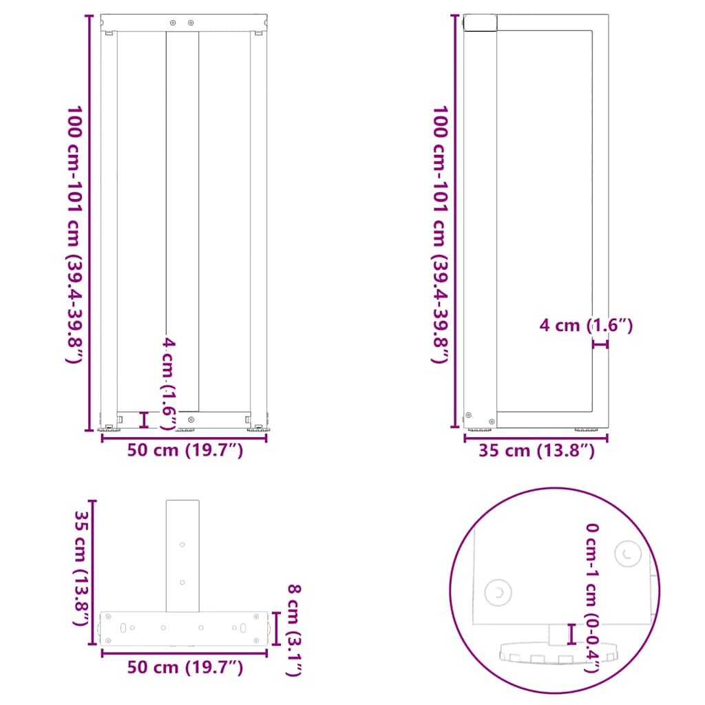 Bartafelpoten 2 st T-vormig 50x35x(100-101) cm staal antraciet is nu te koop bij PeponiXL, paradijselijk wonen!
