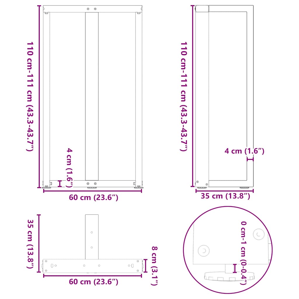 Bartafelpoten 2 st T-vormig 60x35x(110-111) cm staal antraciet is nu te koop bij PeponiXL, paradijselijk wonen!
