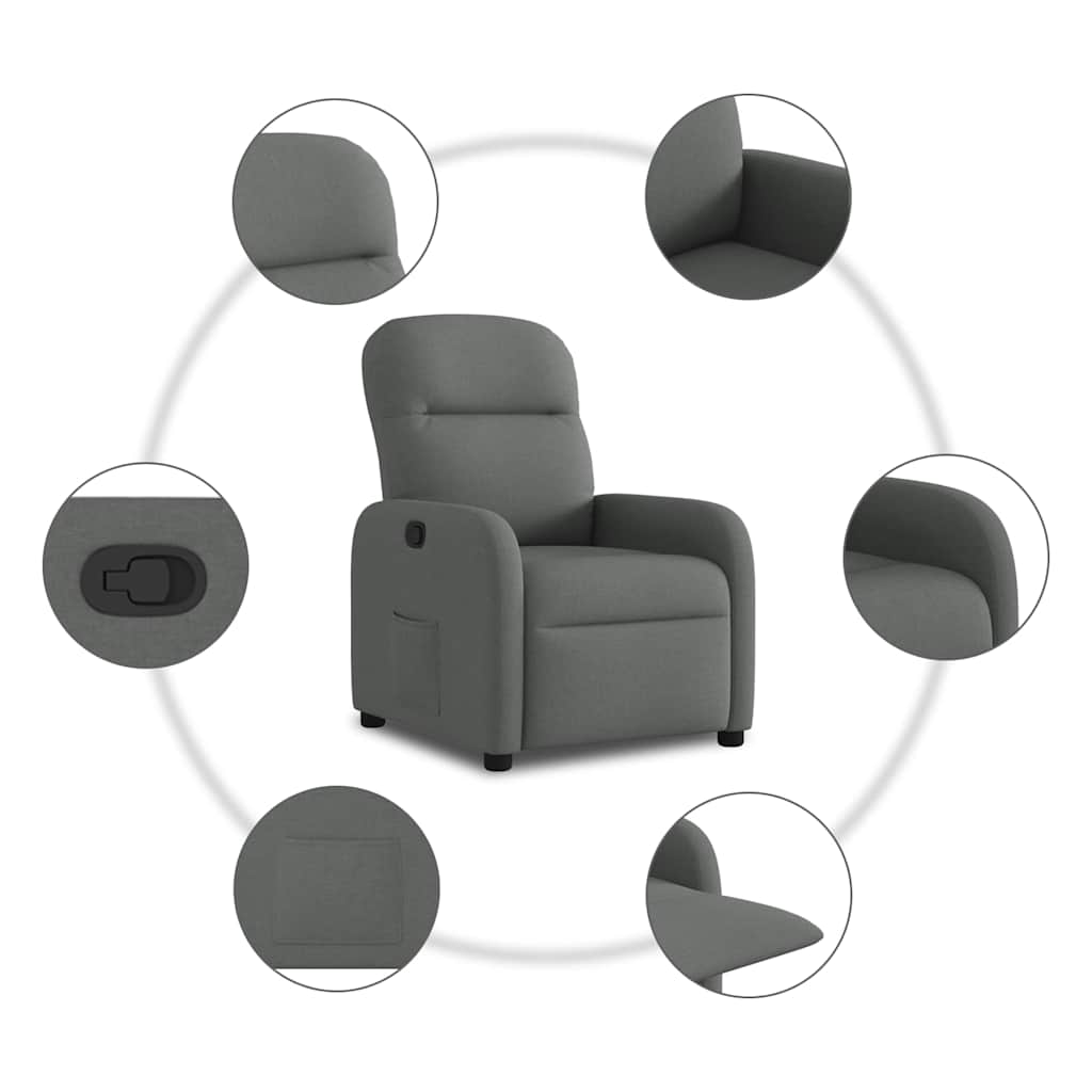 Fauteuil verstelbaar stof donkergrijs is nu te koop bij PeponiXL, paradijselijk wonen!
