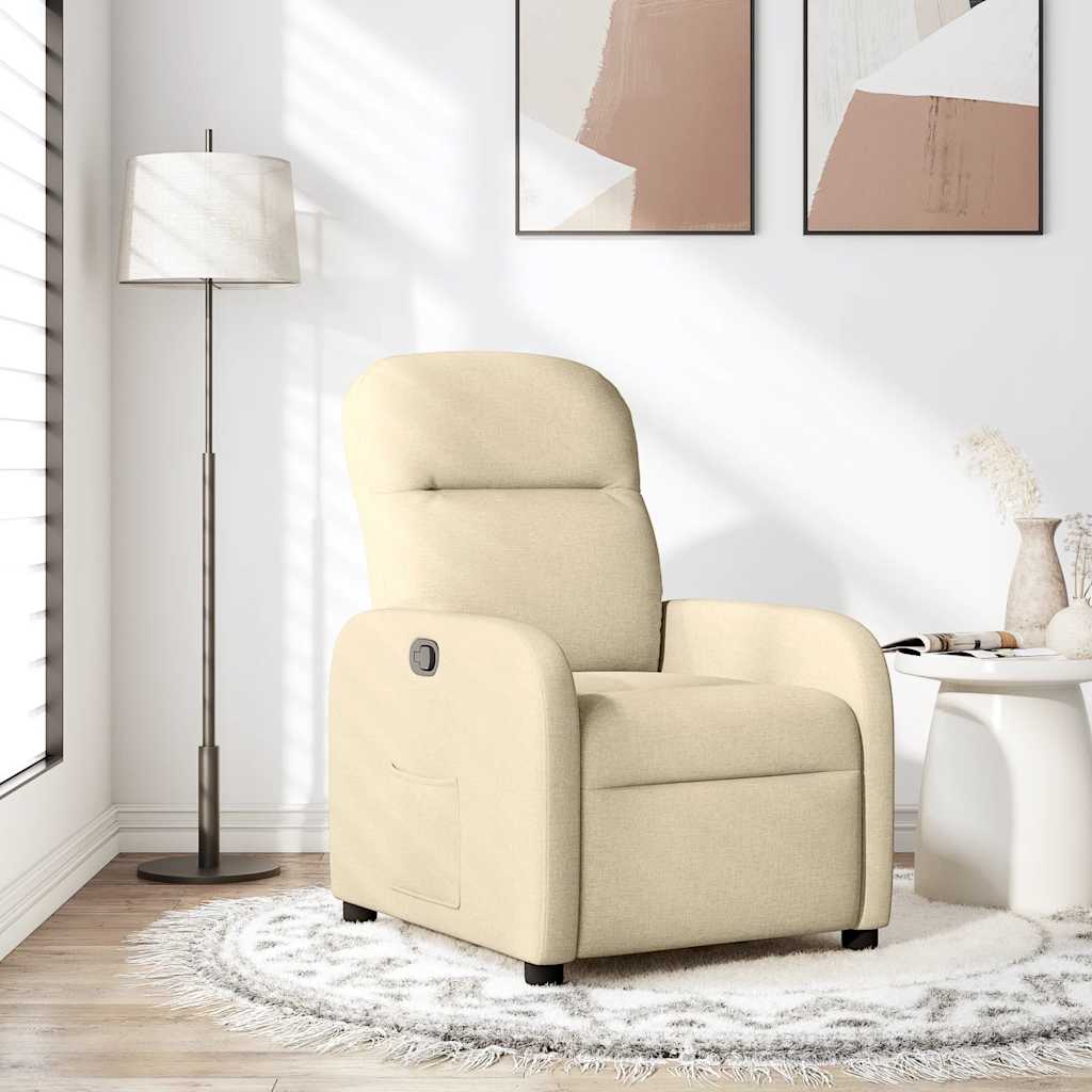 Fauteuil verstelbaar stof crèmekleurig is nu te koop bij PeponiXL, paradijselijk wonen!