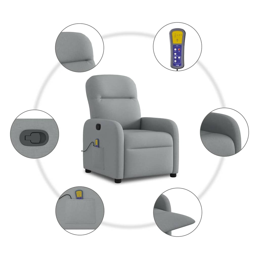 Massagestoel verstelbaar stof lichtgrijs is nu te koop bij PeponiXL, paradijselijk wonen!