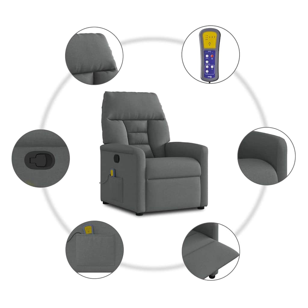 Massagestoel Donkergrijze Stof is nu te koop bij PeponiXL, paradijselijk wonen!