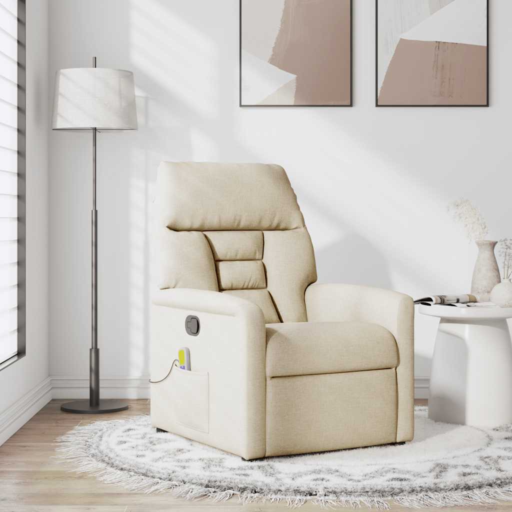 Massagestoel verstelbaar stof crèmekleurig is nu te koop bij PeponiXL, paradijselijk wonen!