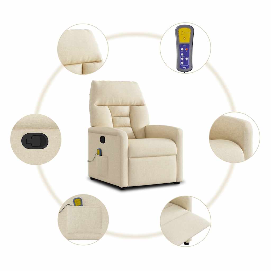 Massagestoel verstelbaar stof crèmekleurig is nu te koop bij PeponiXL, paradijselijk wonen!