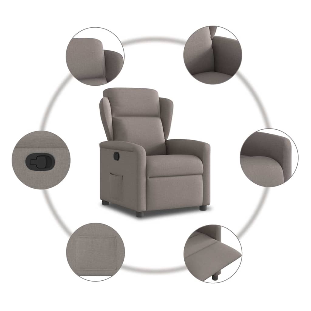 Fauteuil verstelbaar stof taupe is nu te koop bij PeponiXL, paradijselijk wonen!