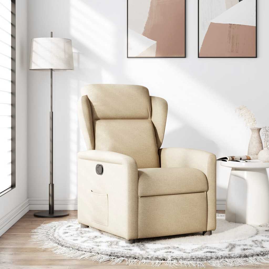 Fauteuil verstelbaar stof crèmekleurig is nu te koop bij PeponiXL, paradijselijk wonen!