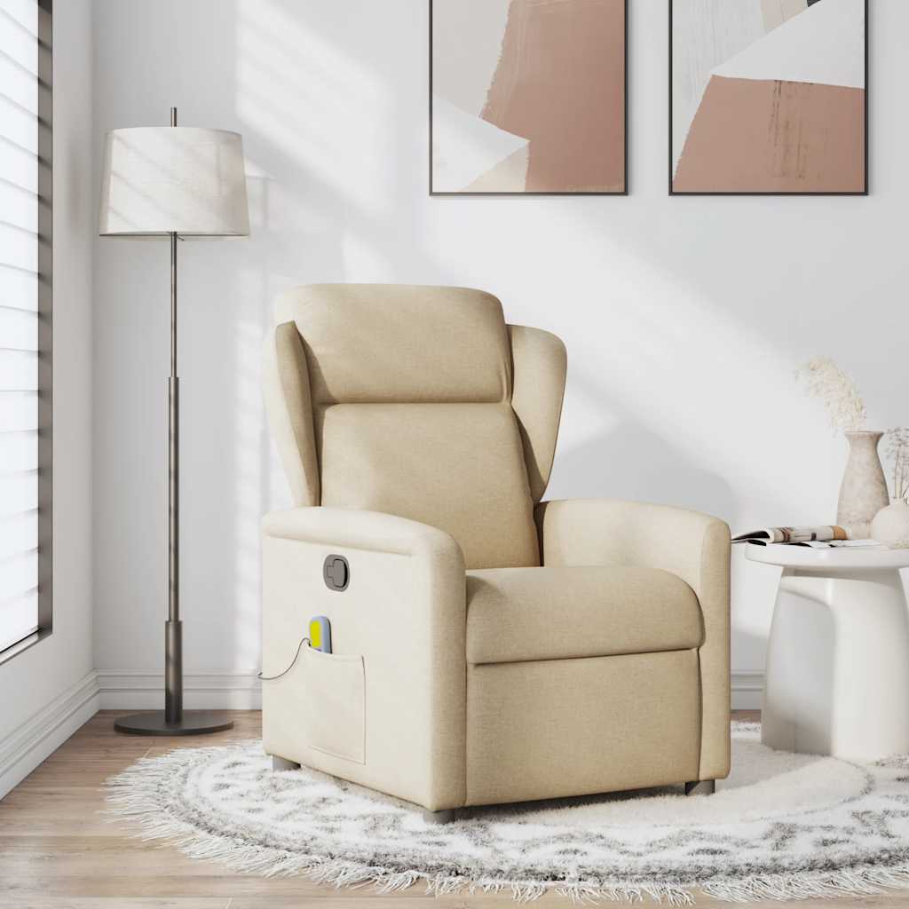Massagestoel verstelbaar stof crèmekleurig is nu te koop bij PeponiXL, paradijselijk wonen!
