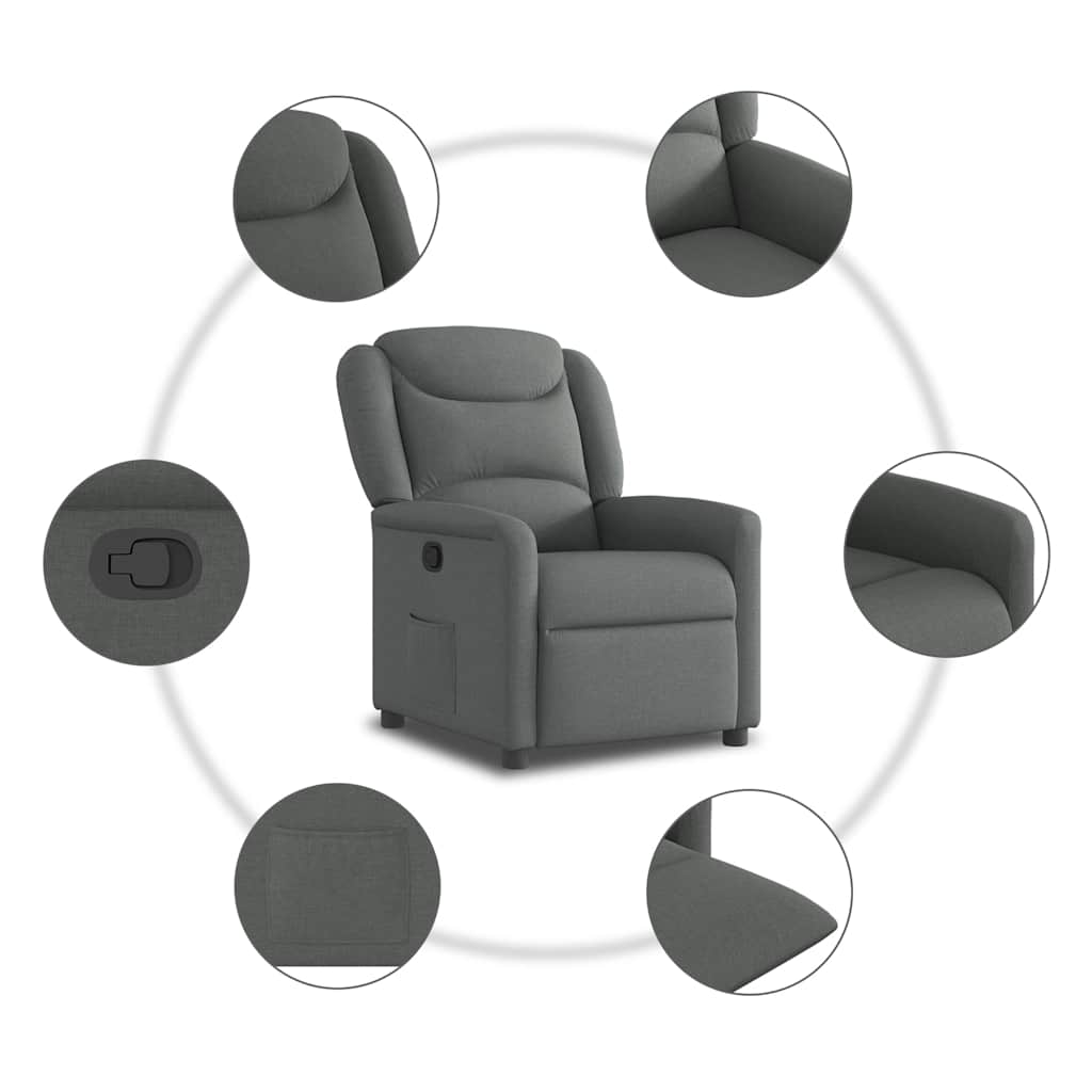 Fauteuil verstelbaar stof donkergrijs is nu te koop bij PeponiXL, paradijselijk wonen!