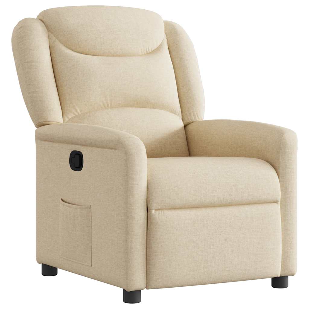 Fauteuil verstelbaar stof crèmekleurig is nu te koop bij PeponiXL, paradijselijk wonen!