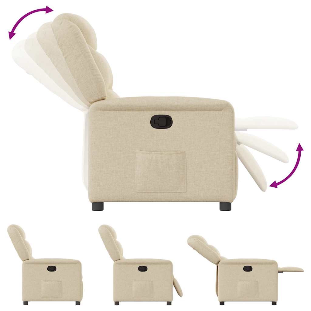 Fauteuil verstelbaar stof crèmekleurig is nu te koop bij PeponiXL, paradijselijk wonen!