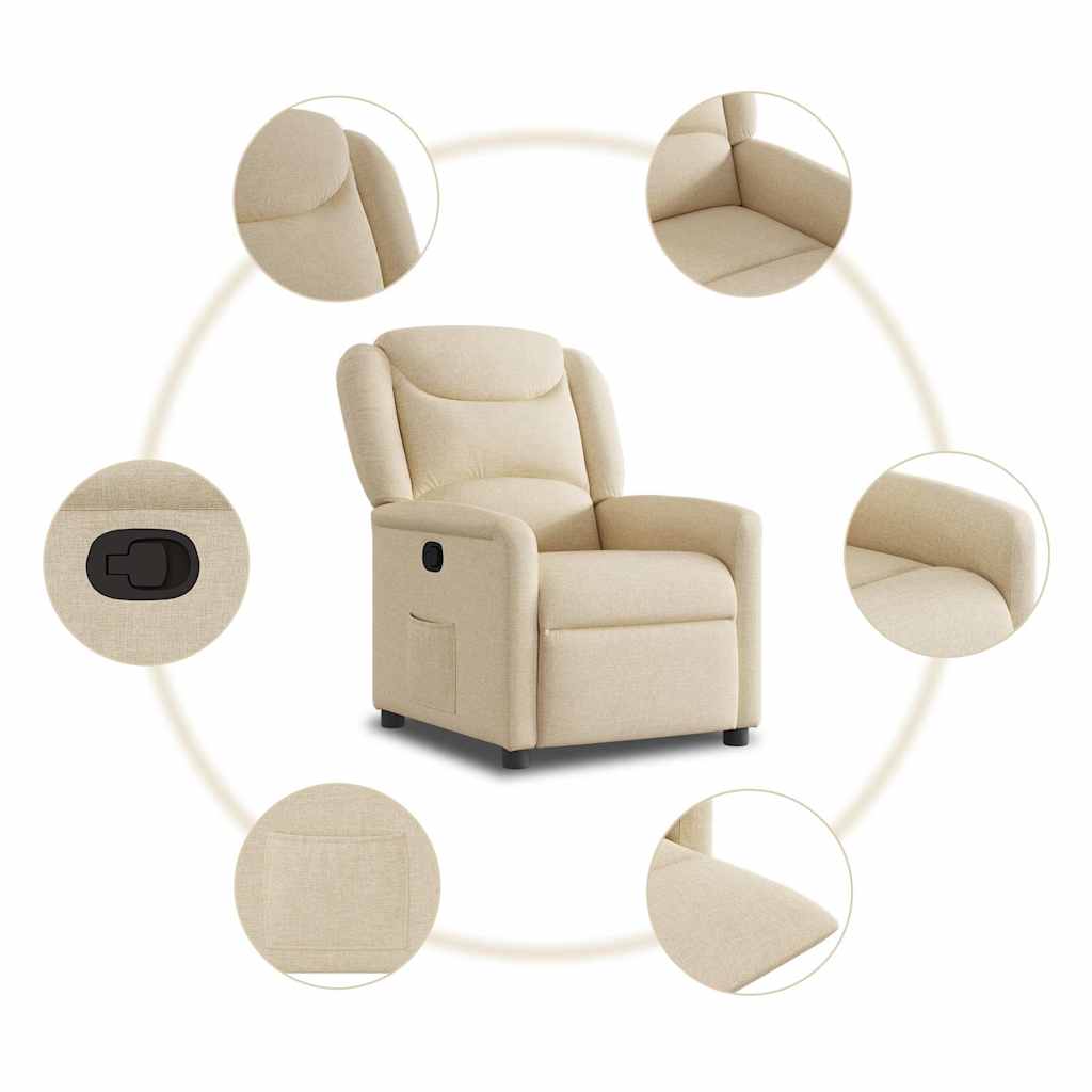 Fauteuil verstelbaar stof crèmekleurig is nu te koop bij PeponiXL, paradijselijk wonen!