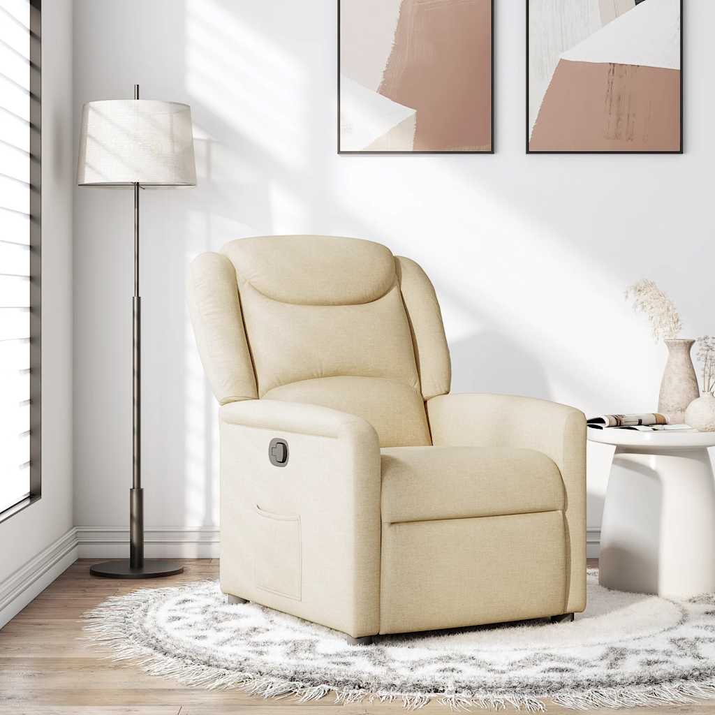 Fauteuil verstelbaar stof crèmekleurig is nu te koop bij PeponiXL, paradijselijk wonen!