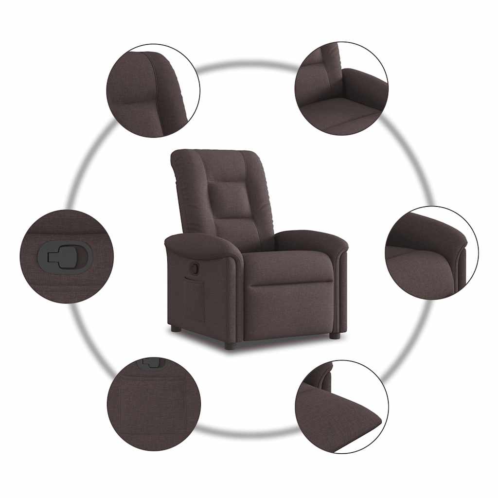Fauteuil verstelbaar stof donkerbruin is nu te koop bij PeponiXL, paradijselijk wonen!