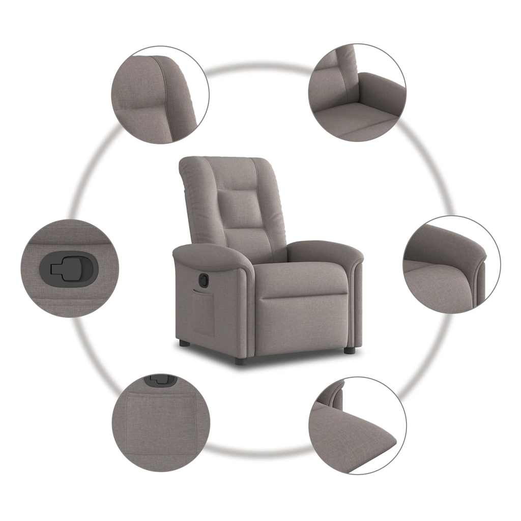 Fauteuil verstelbaar stof taupe is nu te koop bij PeponiXL, paradijselijk wonen!