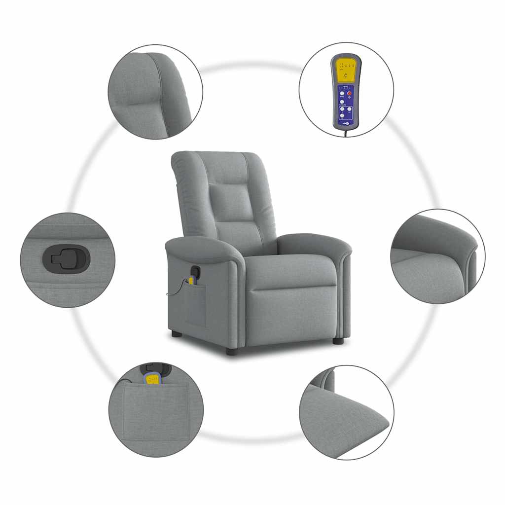 Massagestoel verstelbaar stof lichtgrijs is nu te koop bij PeponiXL, paradijselijk wonen!