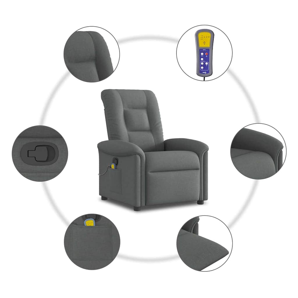 Massagestoel Donkergrijze Stof is nu te koop bij PeponiXL, paradijselijk wonen!