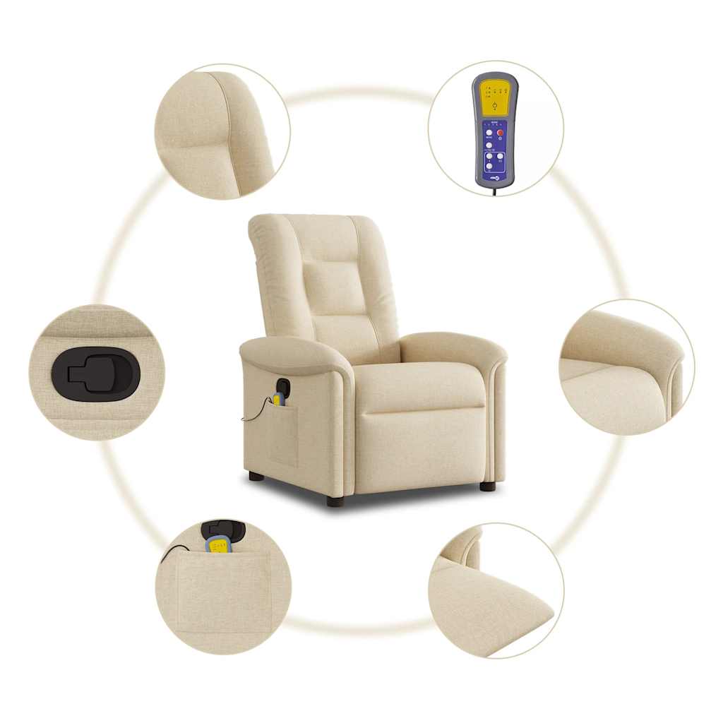 Massagestoel verstelbaar stof crèmekleurig is nu te koop bij PeponiXL, paradijselijk wonen!