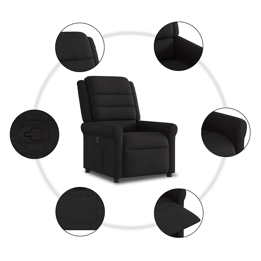 Fauteuil verstelbaar stof zwart is nu te koop bij PeponiXL, paradijselijk wonen!