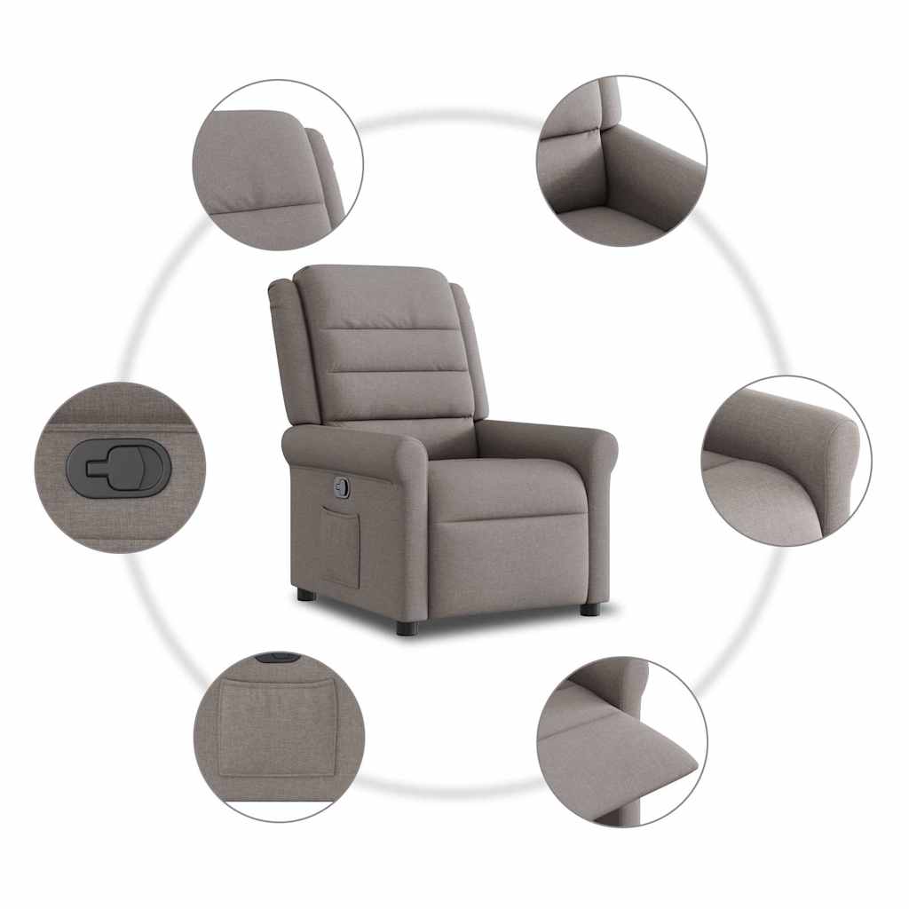 Fauteuil verstelbaar stof taupe is nu te koop bij PeponiXL, paradijselijk wonen!