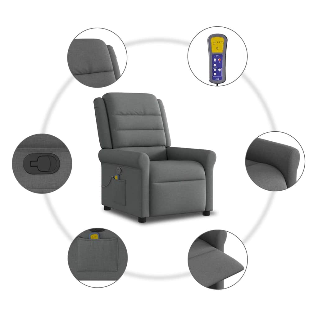 Massagestoel Donkergrijze Stof is nu te koop bij PeponiXL, paradijselijk wonen!