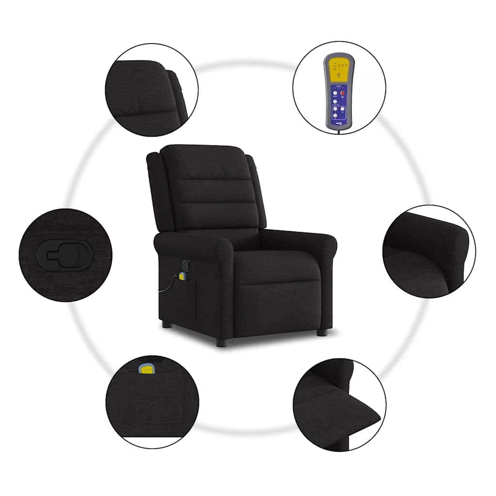 Massagestoel verstelbaar stof zwart is nu te koop bij PeponiXL, paradijselijk wonen!