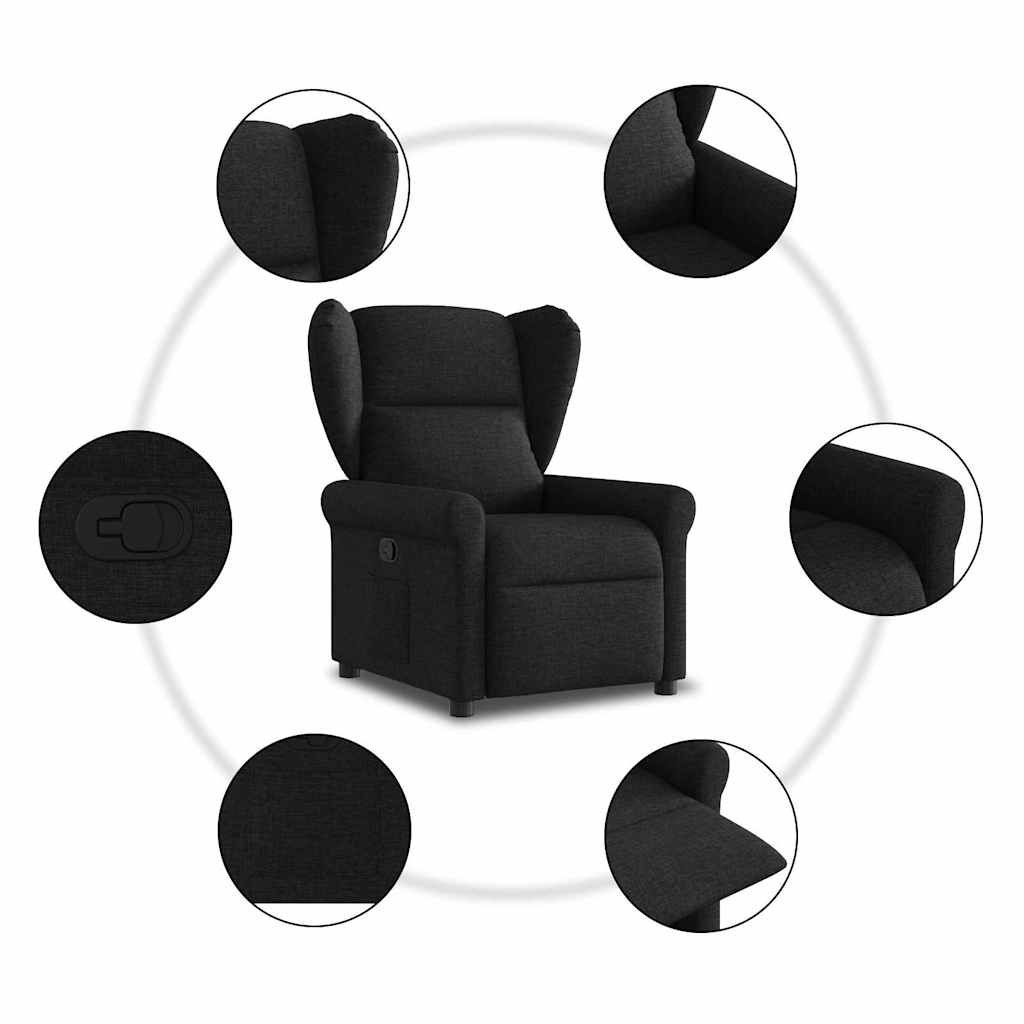 Fauteuil verstelbaar stof zwart is nu te koop bij PeponiXL, paradijselijk wonen!