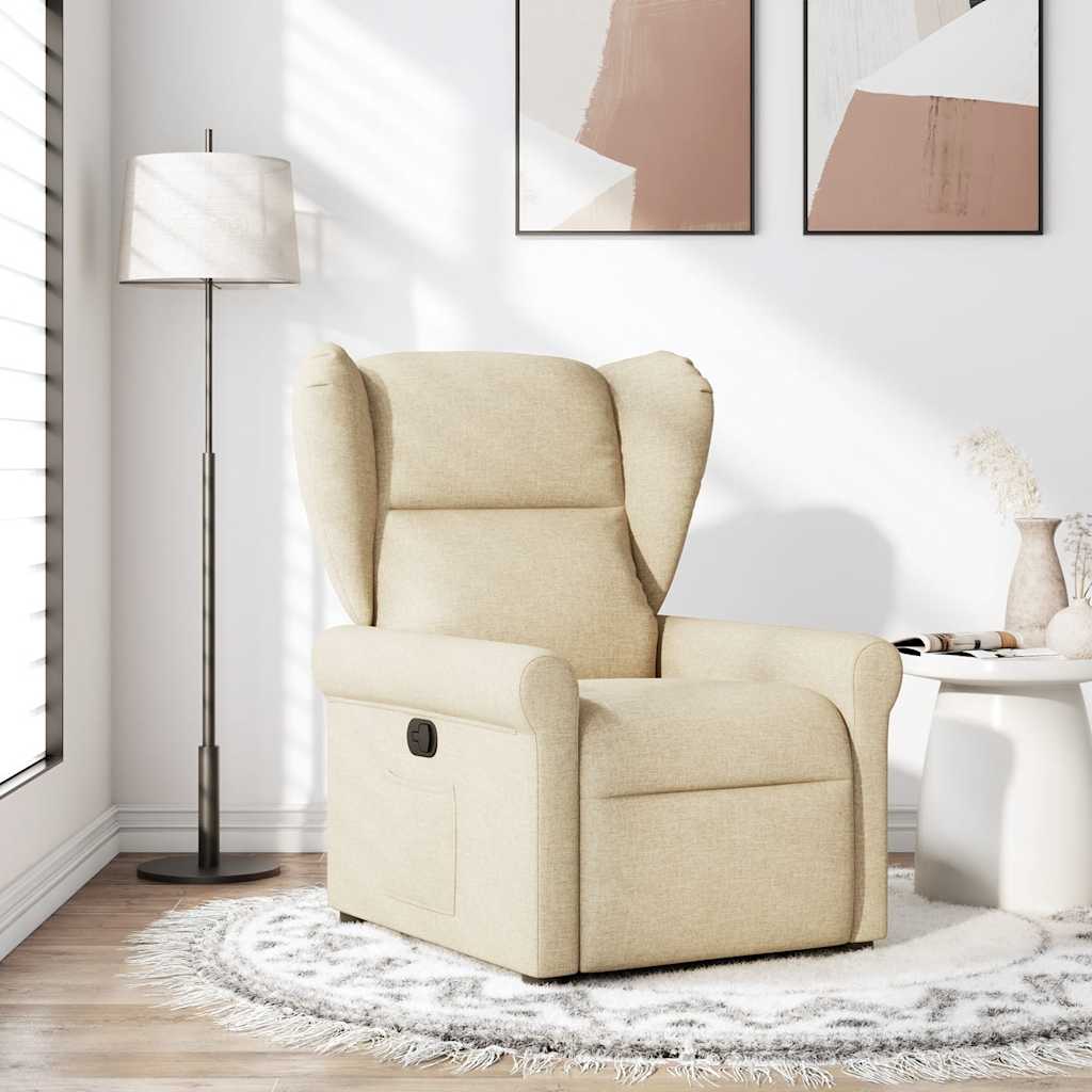 Fauteuil verstelbaar stof crèmekleurig is nu te koop bij PeponiXL, paradijselijk wonen!