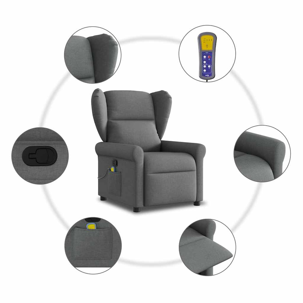 Massagestoel Donkergrijze Stof is nu te koop bij PeponiXL, paradijselijk wonen!