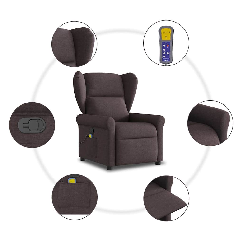 Massagestoel verstelbaar stof donkerbruin is nu te koop bij PeponiXL, paradijselijk wonen!