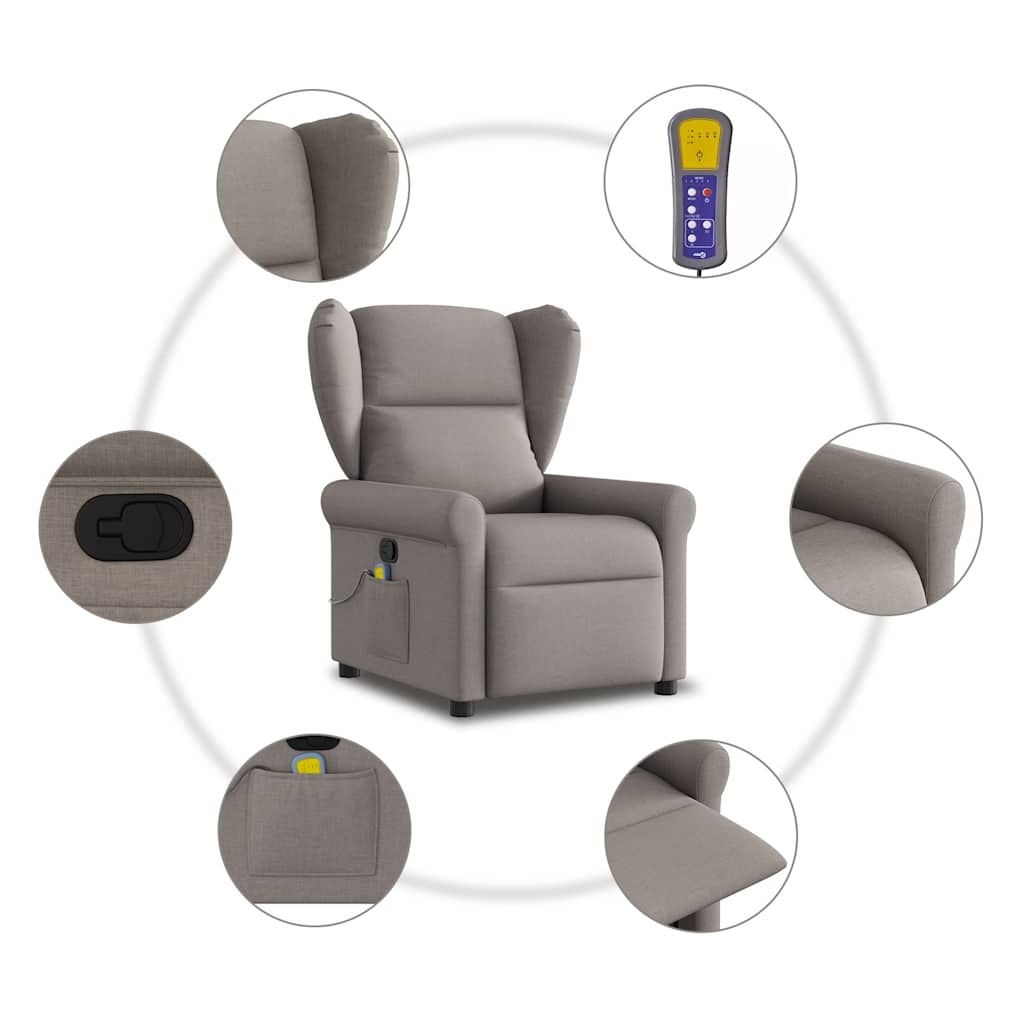 Massagestoel verstelbaar stof taupe is nu te koop bij PeponiXL, paradijselijk wonen!