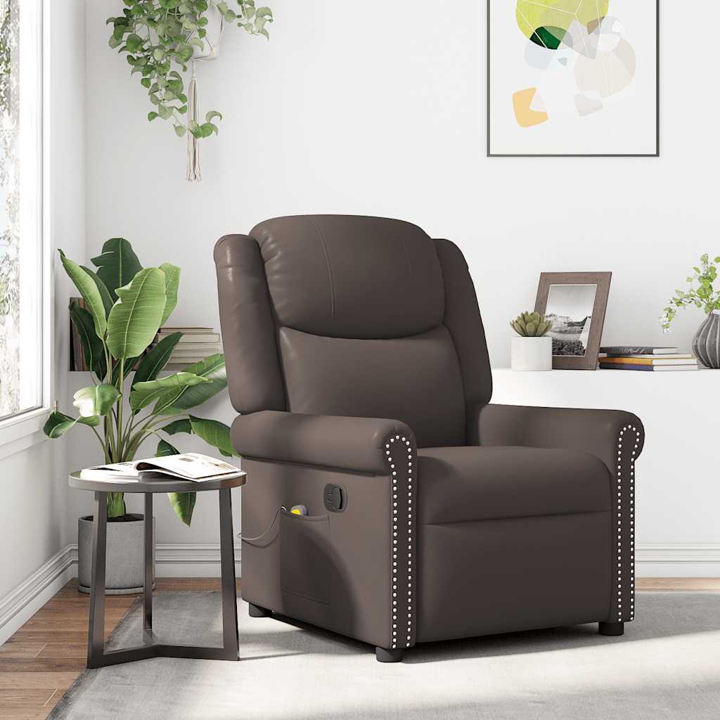 Massagestoel verstelbaar glanzend kunstleer bruin is nu te koop bij PeponiXL, paradijselijk wonen!