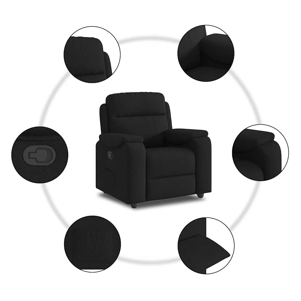 Fauteuil verstelbaar stof zwart is nu te koop bij PeponiXL, paradijselijk wonen!